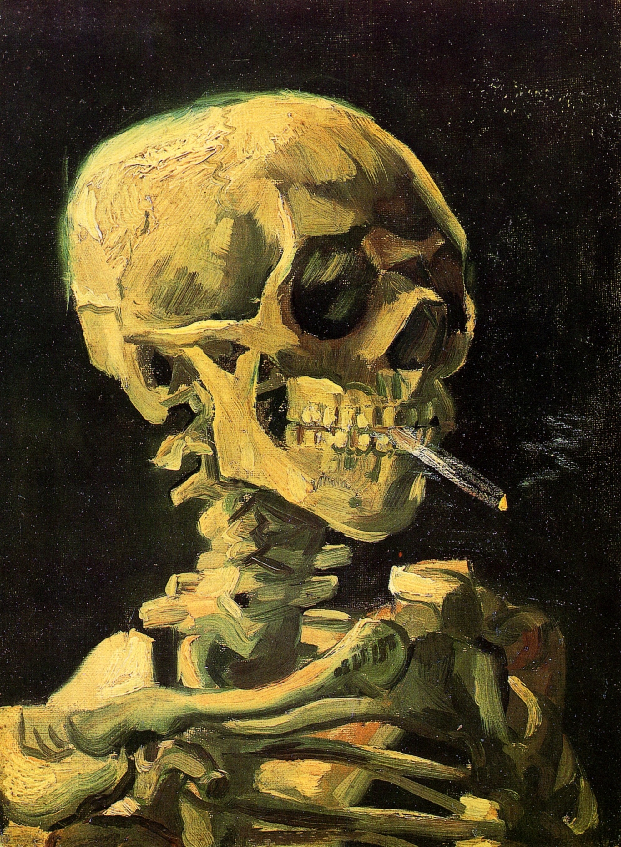 Картина Ван Гога Череп с горящей сигаретой 1885-1886